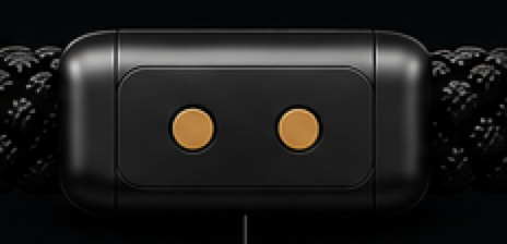 Concept render of the back of the clasp with two gold charging contacts